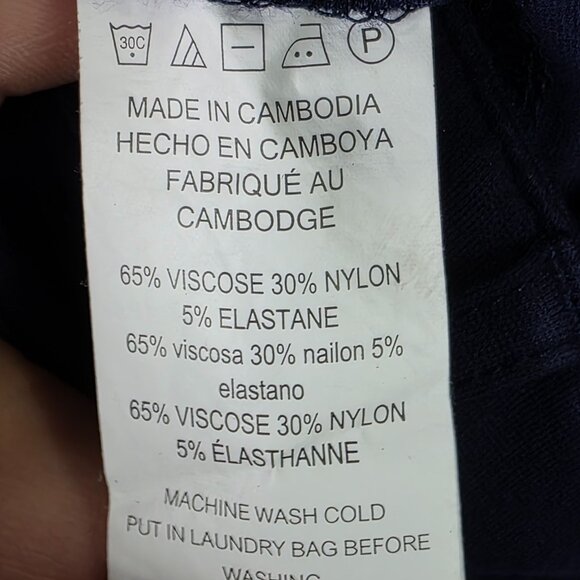 Womens Michael Kors Navy Stretch Pants Viscose Blend Gold Button Slim Fit Size L - Picture 4 of 11